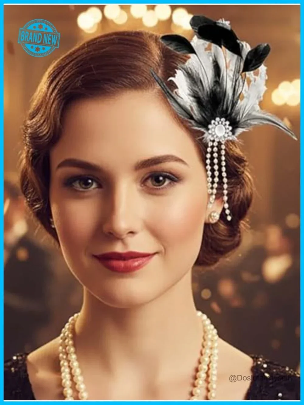 Vintage 1920s Flapper Feather Hair Clip with Pearls, Gatsby Fascinator